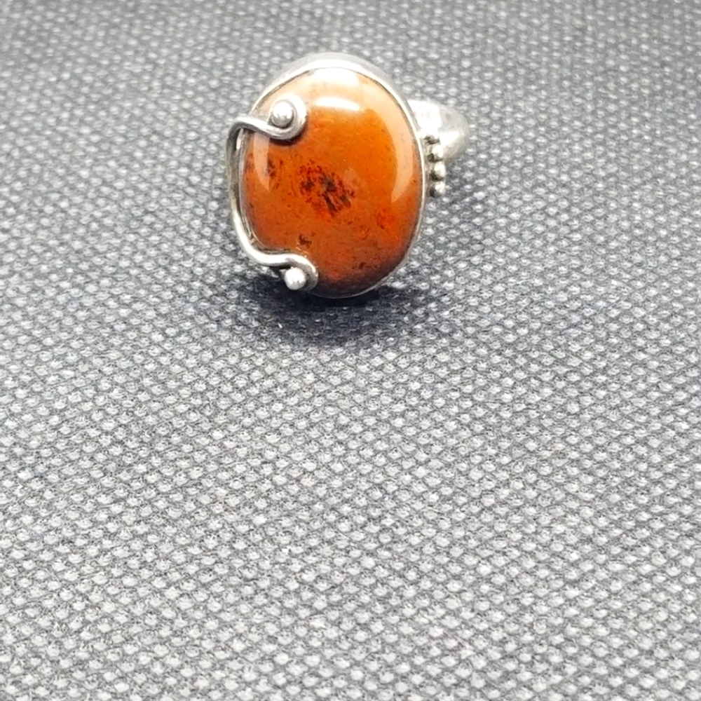 Vintage Sterling silver  ring with Red Jasper setting